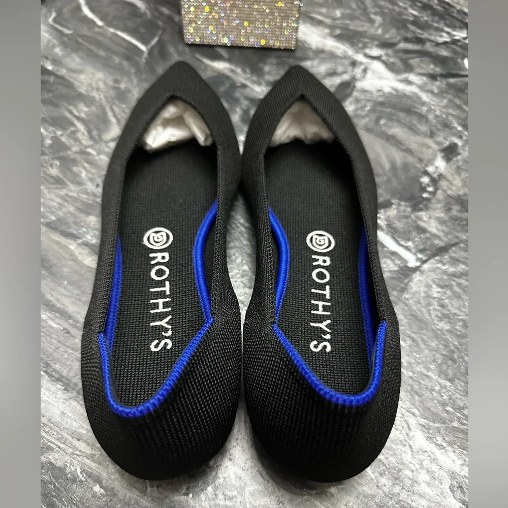 Brand New 🖤 Rothy’s The Point Classic Black Solid - Size 9.5 - Picture 6 of 13